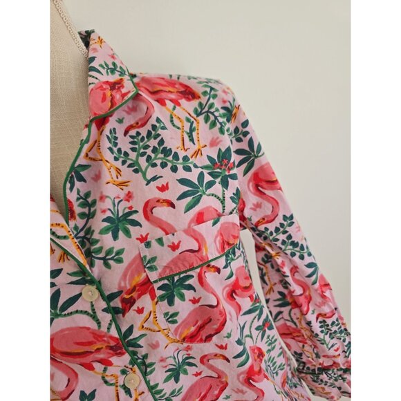 Print Fresh Organic Cotton Flamingo Floral Pink 2 Piece Pajama Set S Lounge - Picture 4 of 11